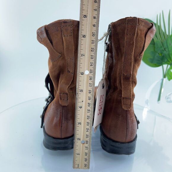 A.S. 98 Sheffield Leather Biker Boots Size 39 Brown Leather Studded Moto - Picture 5 of 10